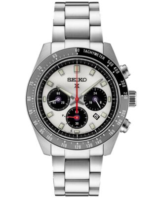 Мужские часы Seiko с хронографом Solar Prospex Speedtimer на браслете из нержавеющей стали 41 мм