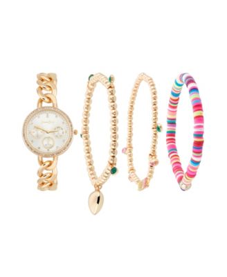 Подарочный набор женских часов-браслетов Jessica Carlyle с золотым браслетом из металлического сплава диаметром 34 мм