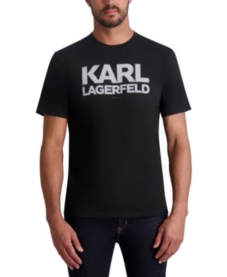 Мужская приталенная футболка в клетку с графическим логотипом KARL LAGERFELD PARIS