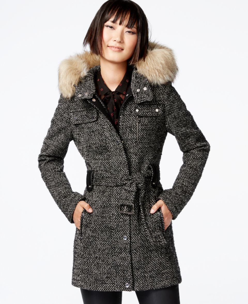 Nautica Faux Fur Trim Duffle Coat   Coats   Women