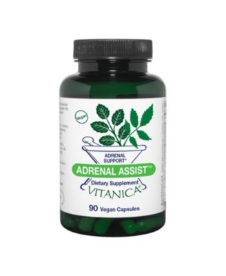 Vitanica Adrenal Assist - Пищевая добавка с тонизирующими и адаптогенными травами для поддержки надпочечников и иммунной системы - 90 капсул зеленого цвета
