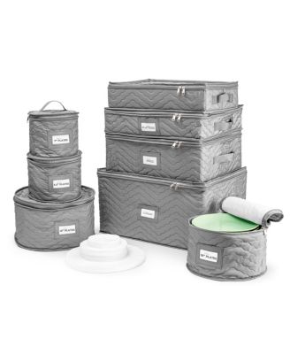 Чехлы для хранения фарфоровой посуды Sorbus из 8 предметов - для посуды, кружек, стаканов (серый)