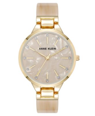 Женские кварцевые часы Anne Klein Boyfriend Tan из ацетата и золотистого металлического сплава с браслетом, 35,5 мм
