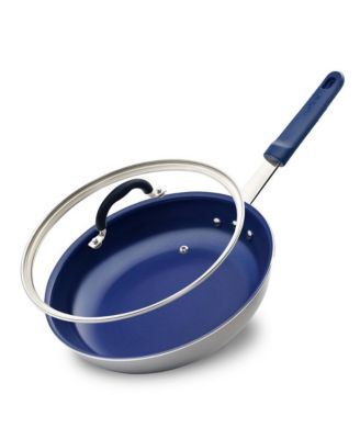 Керамическая сковорода NutriChef с антипригарным покрытием на 12 дюймов с крышкой и силиконовой ручкой