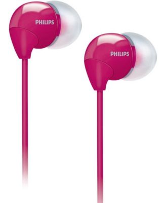 Проводные наушники PHILIPS PINK с микрофоном - Компактный дизайн, чистый звук, Легкий вес, Удобная посадка, Устойчивый к спутыванию кабель, разъем 3,5 мм розового цвета