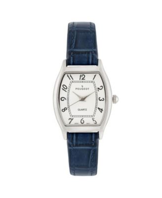 Женские часы Peugeot в форме подушки размером 26 x 32 мм с синим кожаным ремешком