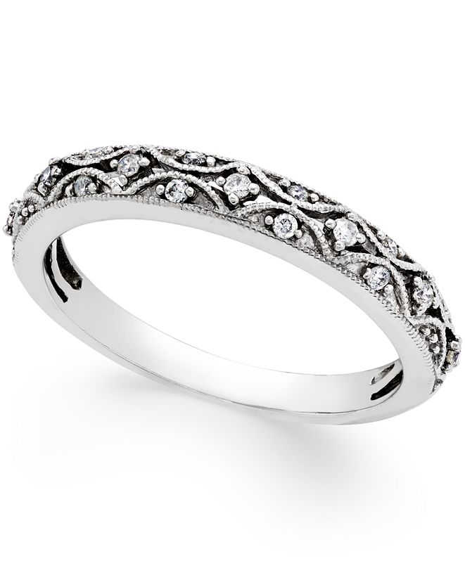 Macy�s Diamond Art Deco Wedding Band (1/10 ct. t.w.) in