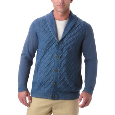 Большой и высокий мужской кардиган из мягкой трикотажной ткани с шалевым воротником королевского размера