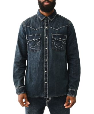 Джинсовая рубашка True Religion Mens Super T Western с длинным рукавом и пуговицами спереди 23890₽