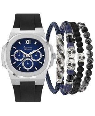 Мужские кварцевые часы American Exchange с черным силиконовым ремешком, 47 мм