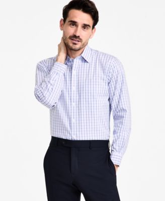 Мужская рубашка в клетку в горошек обычного покроя с негладким отложным воротником