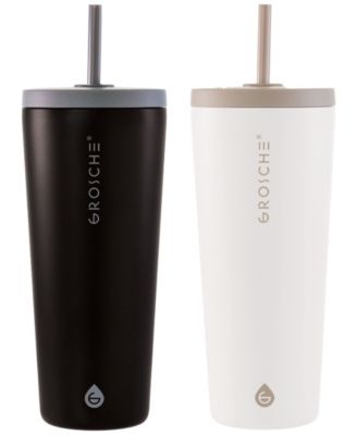 Яшма ГРОШ, 2 шт. Стакан с соломинкой, утепленный