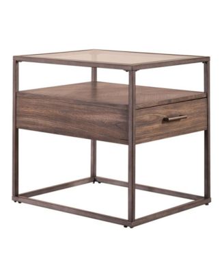 Цельный столик из дерева и металла Liberty Furniture с выдвижным ящиком, полкой и стеклянной столешницей