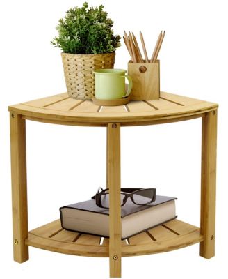 Угловая душевая скамья Sorbus с полкой и 2-ярусным деревянным сиденьем для ванной комнаты, душа, Спа, сауны