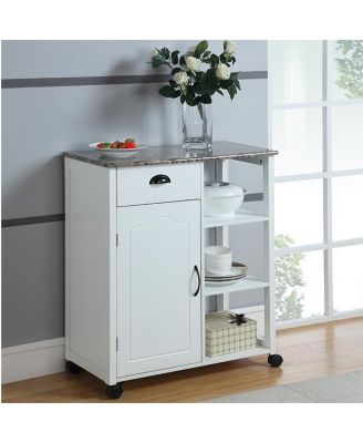 Тележка для кухонных шкафов для хранения мебели марки Kings с мраморной виниловой столешницей, выдвижными ящиками, полками и колесиками