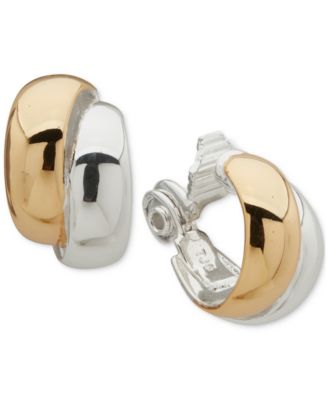 Двухцветные серьги-клипсы Anne Klein с двумя рядами пуговиц золотого цвета