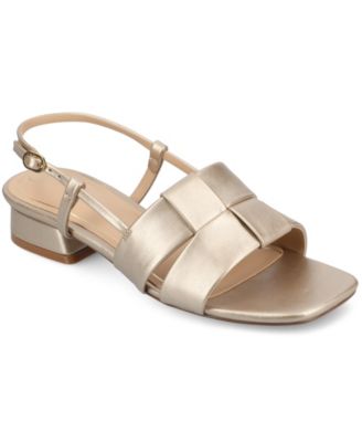 Женские босоножки на плоской подошве Tabatha из коллекции Journee на блочном каблуке коричнево-бежевый