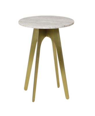 StyleCraft Home Collection 14-дюймовый круглый мраморный столик из переходного камня Morchina Stone Side Table gold
