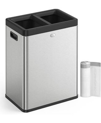Мусорное ведро SONGMICS HOME с открытым верхом объемом 2 х 6,6 галлона, нержавеющая сталь, черный