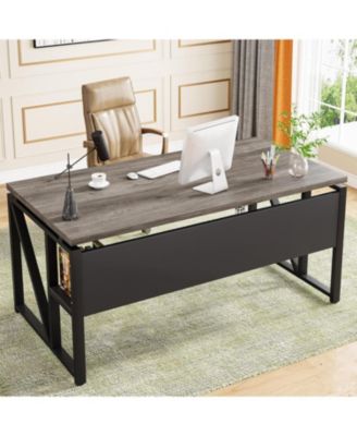 Компьютерный стол Tribesigns с нижней полкой для хранения, домашний офисный стол, письменный стол для рабочей станции (Темный дуб, 55 дюймов)