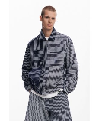 Дизайнерский мужской структурированный пиджак в полоску