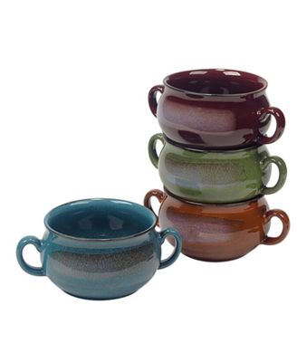 Сертифицированные международные суповые горшки с реактивной глазурью, Набор из 4 штук, сервиз на 6 персон