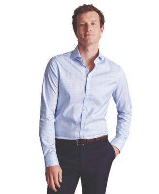 Мужская приталенная рубашка из твила в клетку с принцем Уэльским от Charles Tyrwhitt, цвет синий