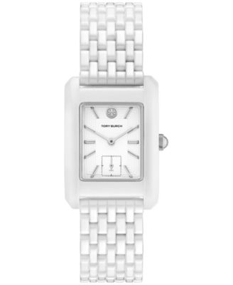 Женские часы с керамическим браслетом Tory Burch The Eleanor White, 31 мм