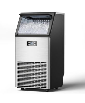 Коммерческий льдогенератор Zafro — 100 фунтов в день, вместимость 33 фунта, Двухсторонний ввод воды, Самоочищающийся, Нержавеющая сталь — Идеально подходит для дома, бара и ресторана