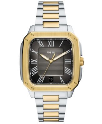 Мужские двухцветные часы Fossil Crosby с тремя стрелками и датой из нержавеющей стали, 42 мм