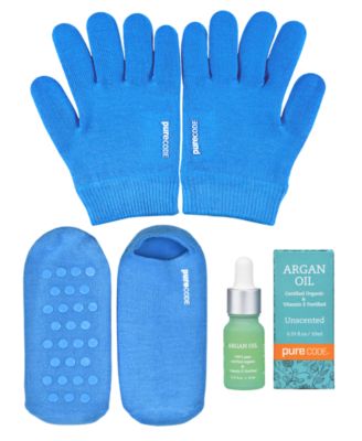 Мужской набор увлажняющих гелей PURECODE из 3 предметов, перчатки L-XL, Носки 10-12 синего цвета