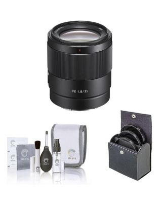 Объектив Sony FE 35mm f/1.8 для Sony E, комплект с 55-миллиметровым фильтром, набор для чистки, черный