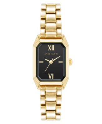 Женские кварцевые миниатюрные восьмиугольные часы Anne Klein с браслетом из металлического сплава черного и золотого цветов, 21 мм