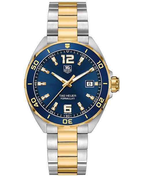 Tag Heuer Men S Swiss Formula 1 Two Tone Stainless Steel Bracelet Watch 41mm Reviews Watches Jewelry Watches Macy S