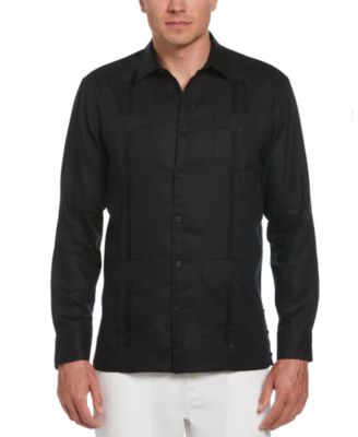 Мужская рубашка Cubavera Guayabera из 100% льна с длинным рукавом и 4 карманами
