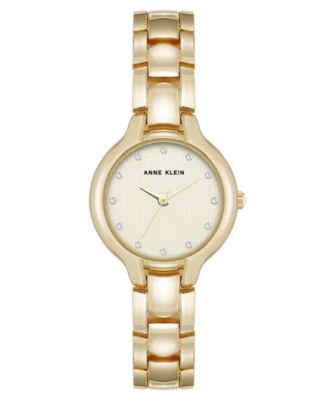 Женские кварцевые часы Anne Klein из золотистого сплава с циферблатом цвета шампанского и изящным хрусталем, 28 мм