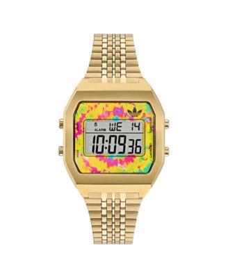цифровые золотые часы adidas Унисекс из нержавеющей стали, 36 мм, золото