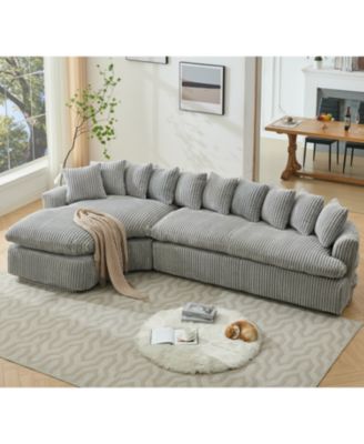 Streamdale Furniture 127" Большой изогнутый секционный диван, вельветовый, L-образной формы