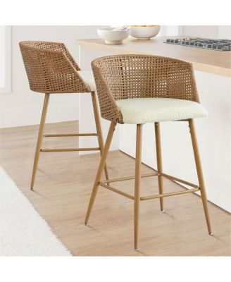 Набор стульев Maison Boucle со спинкой из искусственного ротанга толщиной 2- 27 дюймов и подлокотниками из букле