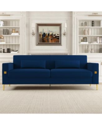 Streamdale Furniture 1– Модульная вельветовая мебель из 6 предметов, Спальное место, Место для хранения, USB-зарядка, Пуфик, Раскладывающийся секционный диван / Кушетка синяя