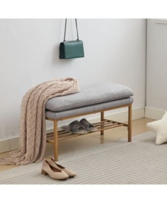 Обувница Streamdale Furniture 3-в-1 с льняной обивкой, серая