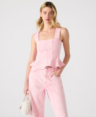 Женский джинсовый топ с баской от Steve Madden розового цвета