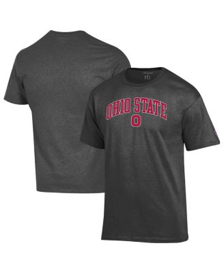 Мужская футболка Champion's Heather Charcoal штата Огайо с логотипом Buckeyes Arch поверх футболки серого цвета