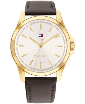 Мужские кварцевые часы Tommy Hilfiger на темно-коричневом кожаном ремешке, 42 мм