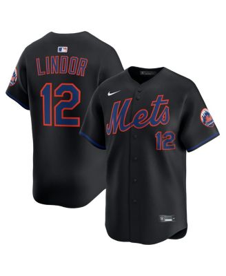Мужская футболка Nike Francisco Lindor Black New York Metts Alternate Limited черного цвета
