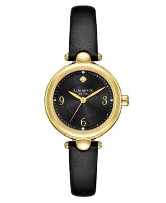 Женские часы Gracie из черной кожи с тремя стрелками Kate Spade New York, круглые, 32 мм