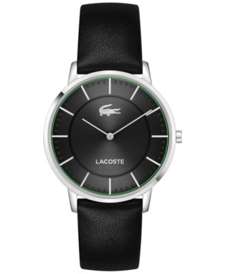 Мужские часы Lacoste Crocorigin на черном кожаном ремешке, 40,5 мм