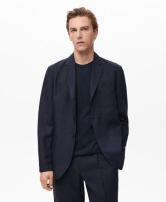 Мужской приталенный льняной костюм-блейзер Mango