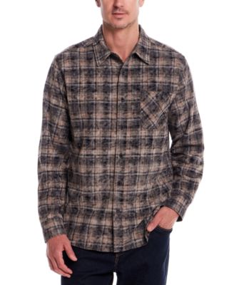 Защищенная от непогоды винтажная мужская фланелевая рубашка с длинным рукавом из потертой ткани на пуговицах спереди