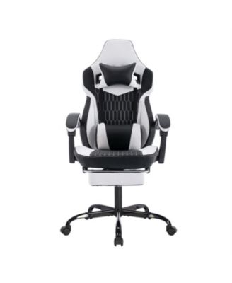 Игровое кресло Streamdale Furniture с подставкой для ног и эргономичной высокой спинкой Черно-белое многофункциональное
